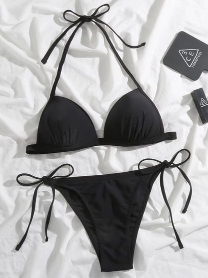 Sexy Halter Push up Bra Cup Bikini 2025 Women Swimsuit Female Swimwear Two Pieces Bikini Set Brazilian Bathing Suit Swim Beach