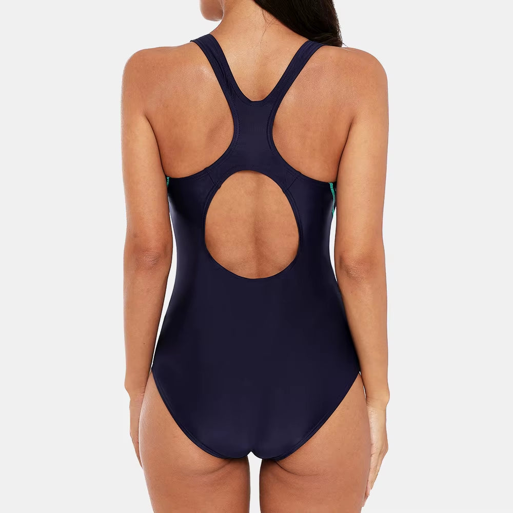 Women One Piece Sports Swimwear Sports Swimsuit Backless Beachwear Bathing Suit Training Bikini Monokini