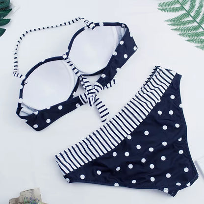 Dot Sexy Bikini Push up 2 Piece Swimsuit Women Swimwear Bodysuit Beachwear Halter Print Bikinis Bathing Suit Women 2023 XL