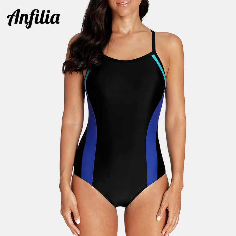 Women One Piece Sports Swimwear Sports Swimsuit Backless Beachwear Bathing Suit Training Bikini Monokini