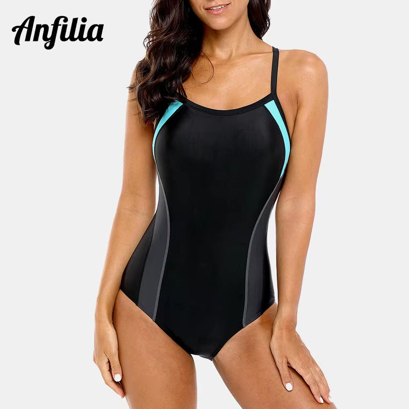 Women One Piece Sports Swimwear Sports Swimsuit Backless Beachwear Bathing Suit Training Bikini Monokini