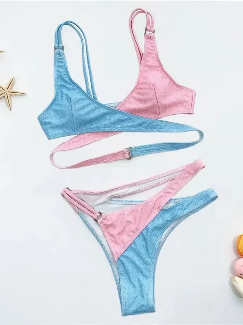 Sexy Pink Swimwear Women Cross Bandage Bikini 2026 Swimsuit Female Push up Bikini Set Biquini Bathing Suit Swim Wear