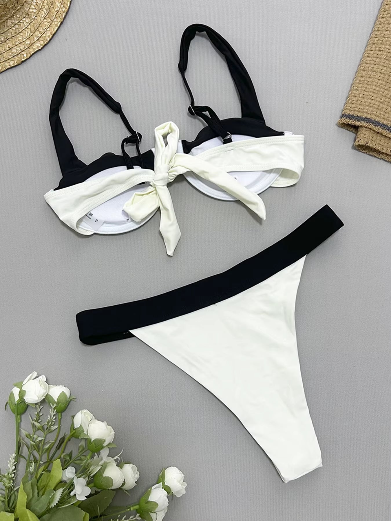 2024 New Sexy U-Bar Bikini Sets Swimsuit for Women Push up Swimwear Contrast Color Patchwork Bathing Suit Two Pieces Beachwear