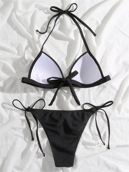 Sexy Halter Push up Bra Cup Bikini 2025 Women Swimsuit Female Swimwear Two Pieces Bikini Set Brazilian Bathing Suit Swim Beach